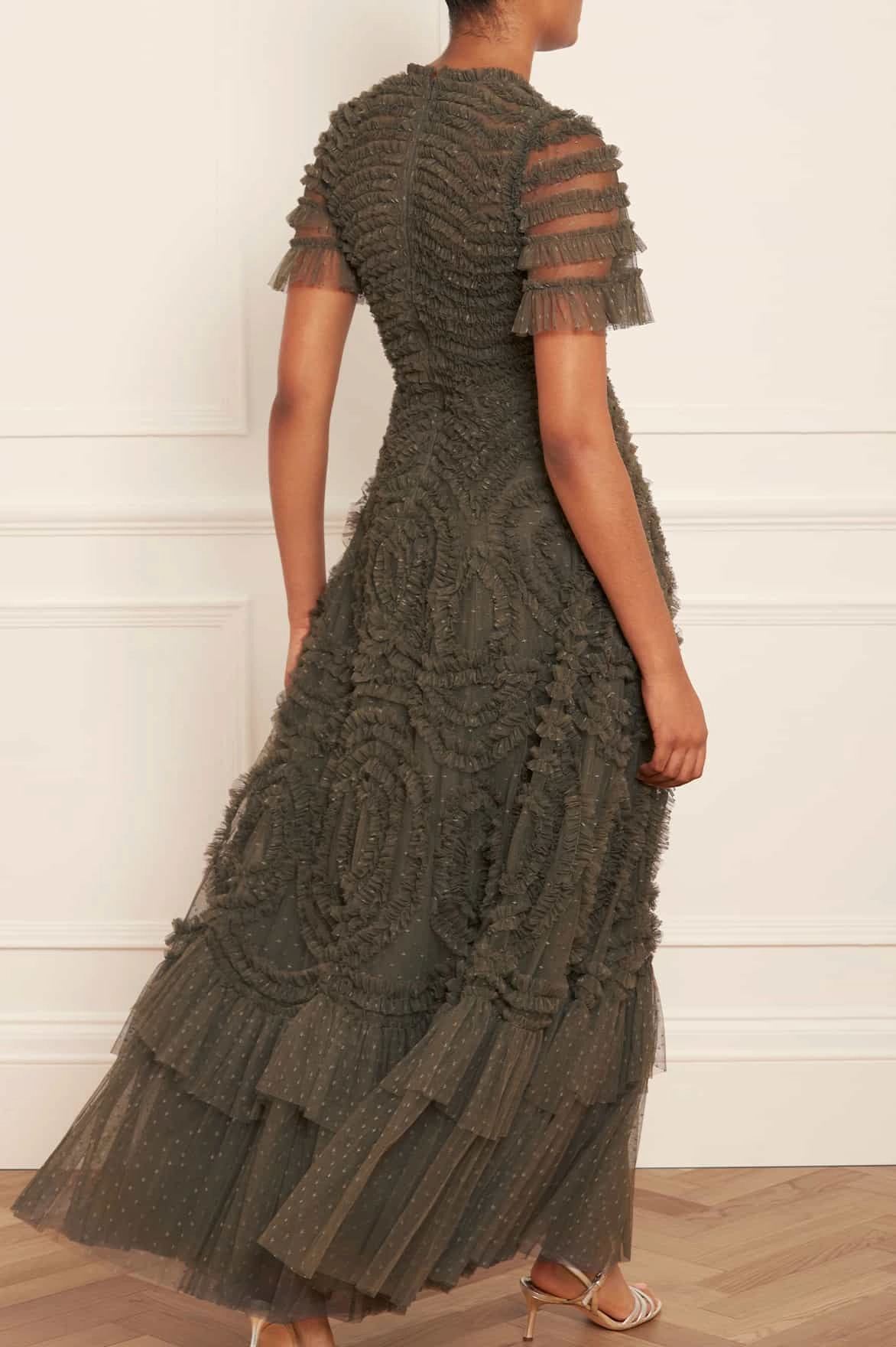 Modest Look Verity Ruffle V-Neck Gown