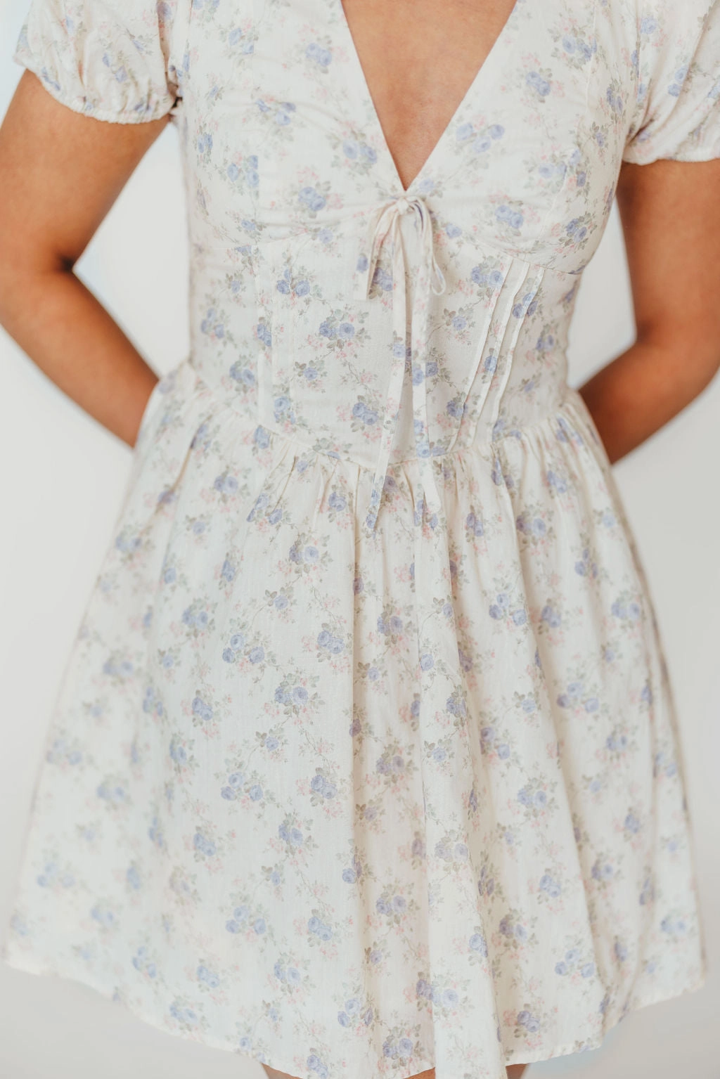 Clean Base Veronica Mini Dress in Cream/Lilac Floral