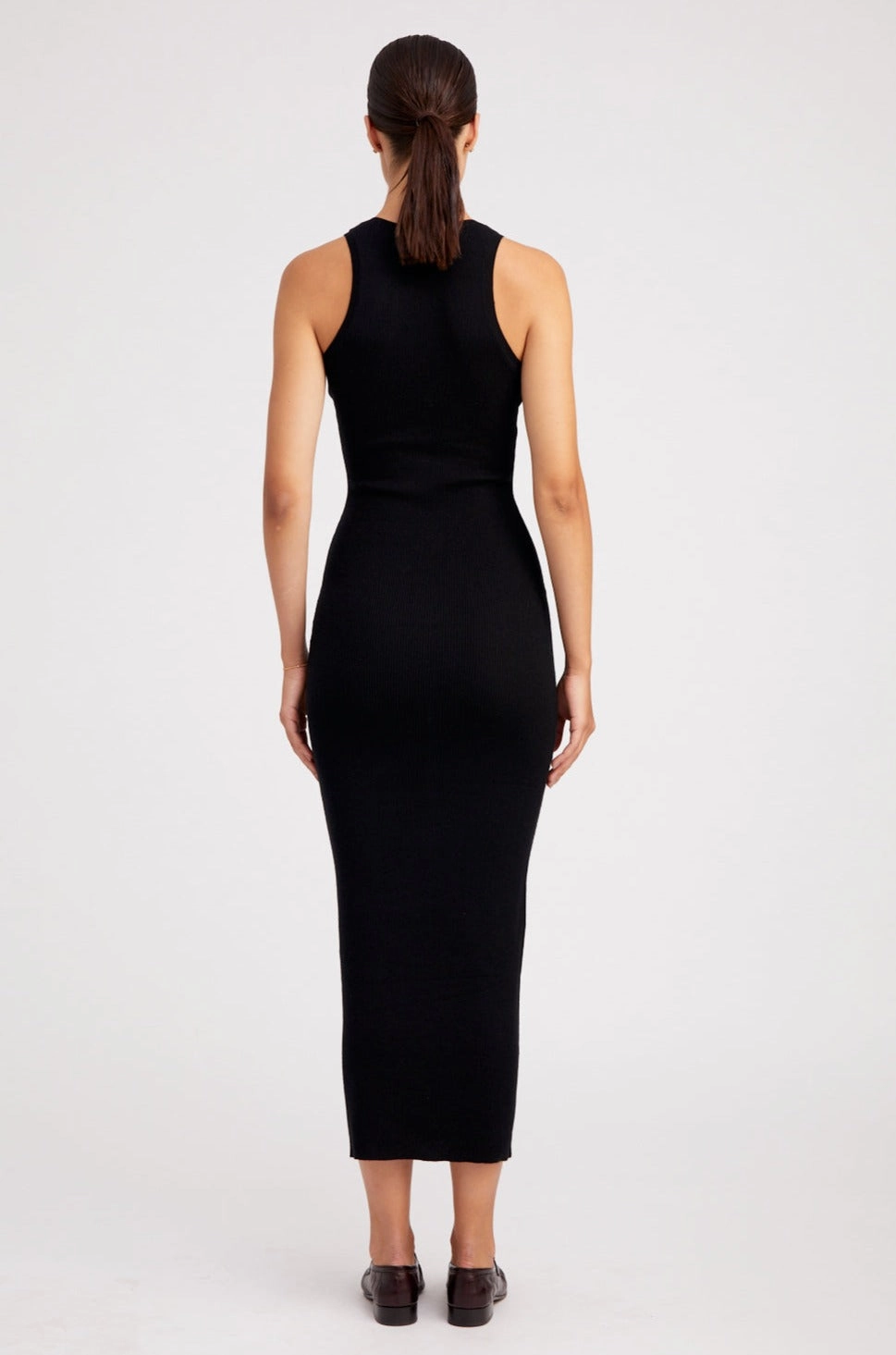 Black Ultra Fine Cashmere Racer Tank Dress Timeless slip dress