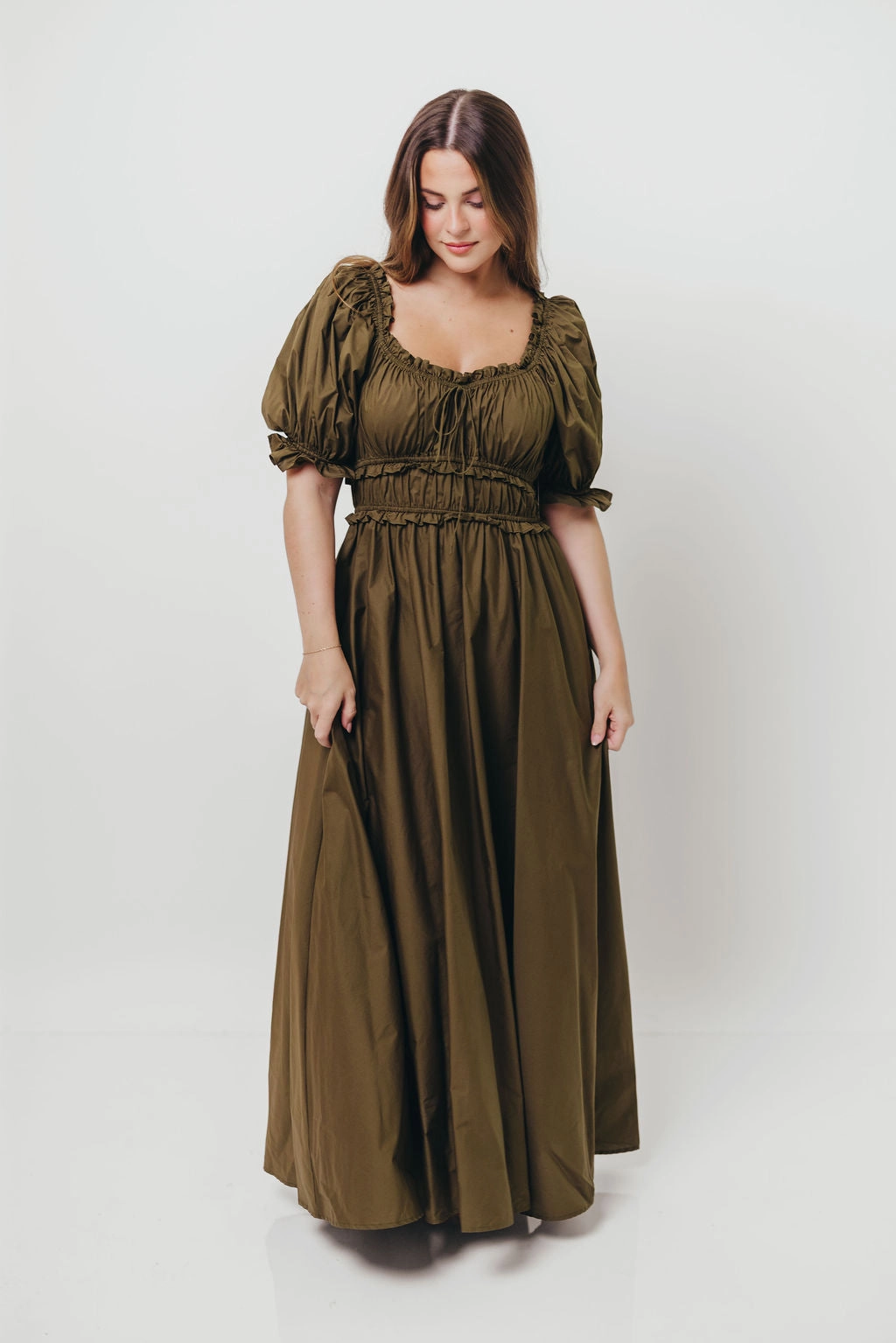 Lounge Texture Sydnee Cotton Maxi Dress in Dusty Olive - Bump Friendly