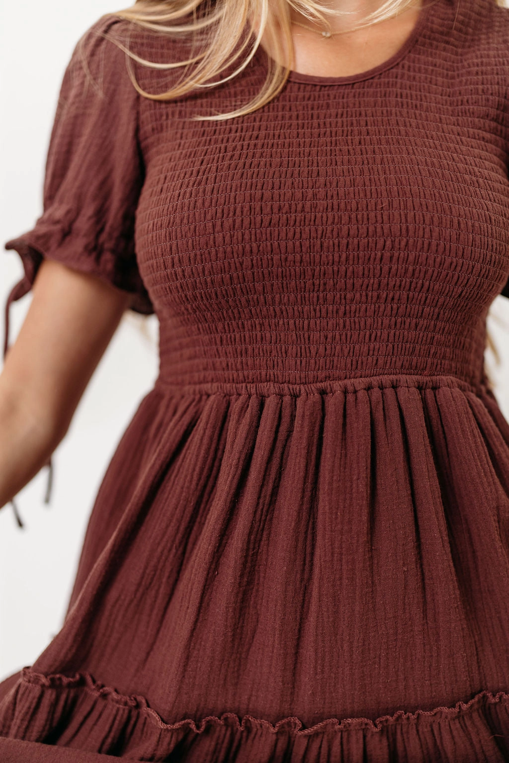 Trisha Cotton Midi Dress in Saddlewood Simple Spirit Street Casual
