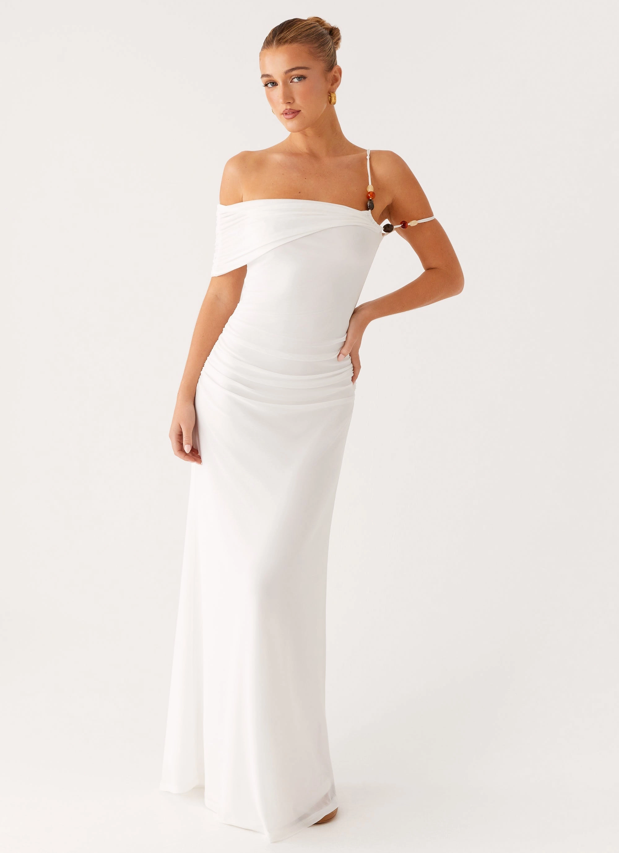 Conquer Maxi Dress - Off White Sweetheart Cut Relaxed Movement