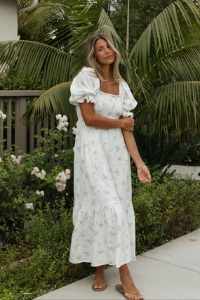Front Ruffle Dreamy Layers Livvy 100% Cotton  Maxi Dress in Chamomile - Bump Friendly & Inclusive Sizing