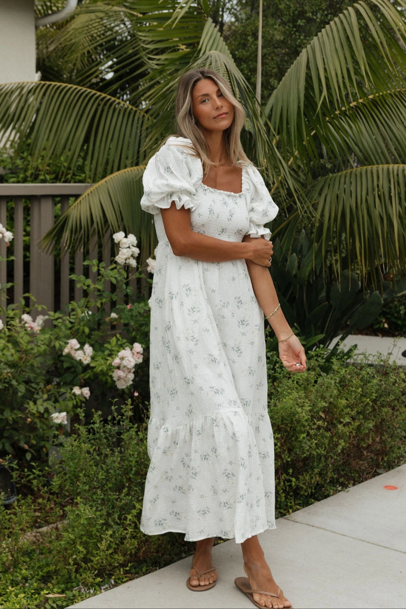 Front Ruffle Dreamy Layers Livvy 100% Cotton  Maxi Dress in Chamomile - Bump Friendly & Inclusive Sizing