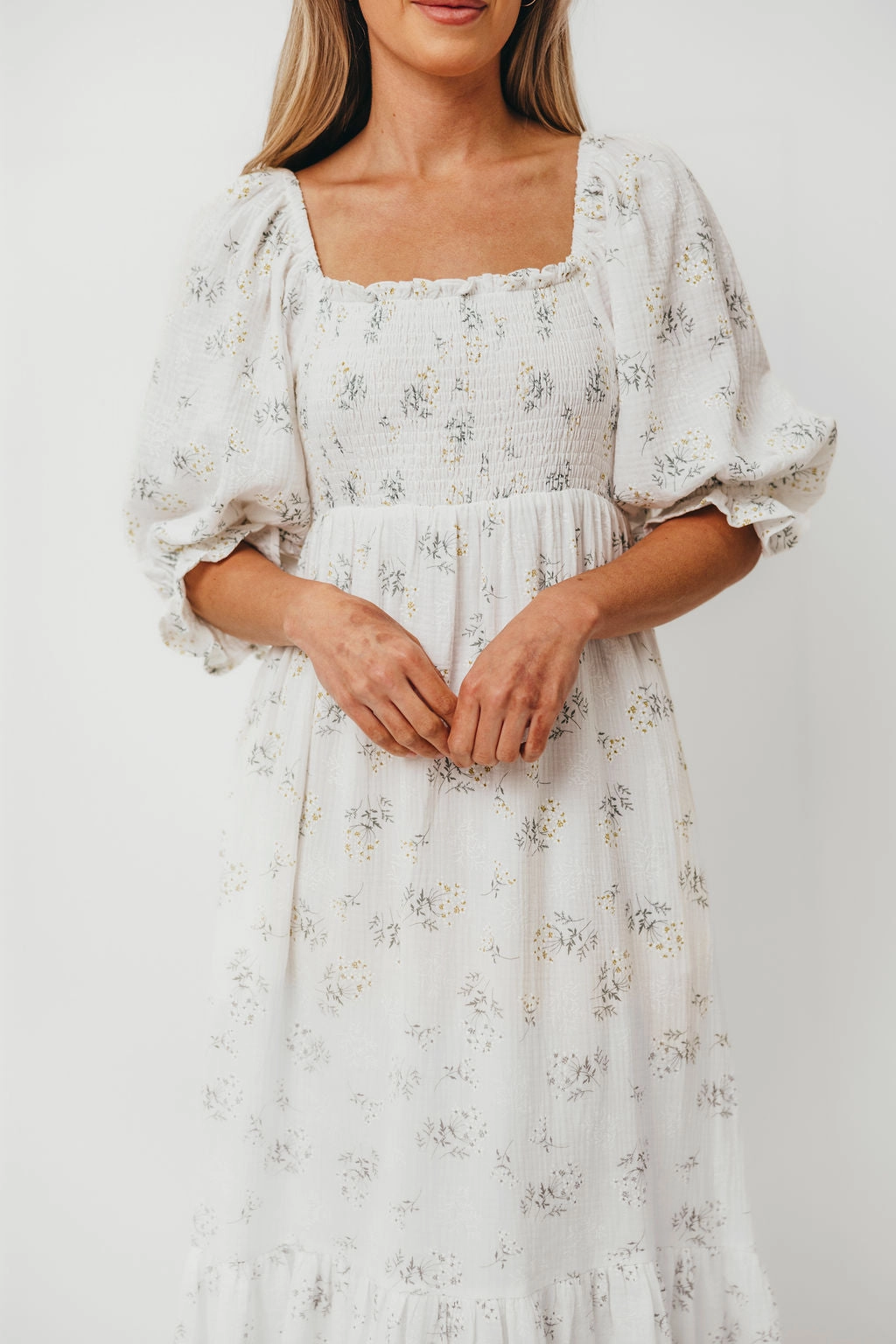 Casual Waist Livvy 100% Cotton  Maxi Dress in Chamomile - Bump Friendly & Inclusive Sizing