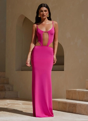 Headliner Maxi Dress - Fuchsia Smooth Vibes