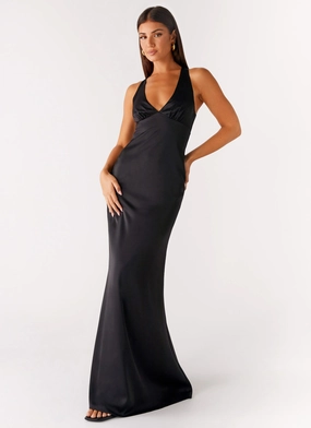 Dew Tone Desi Halterneck Maxi Dress - Black