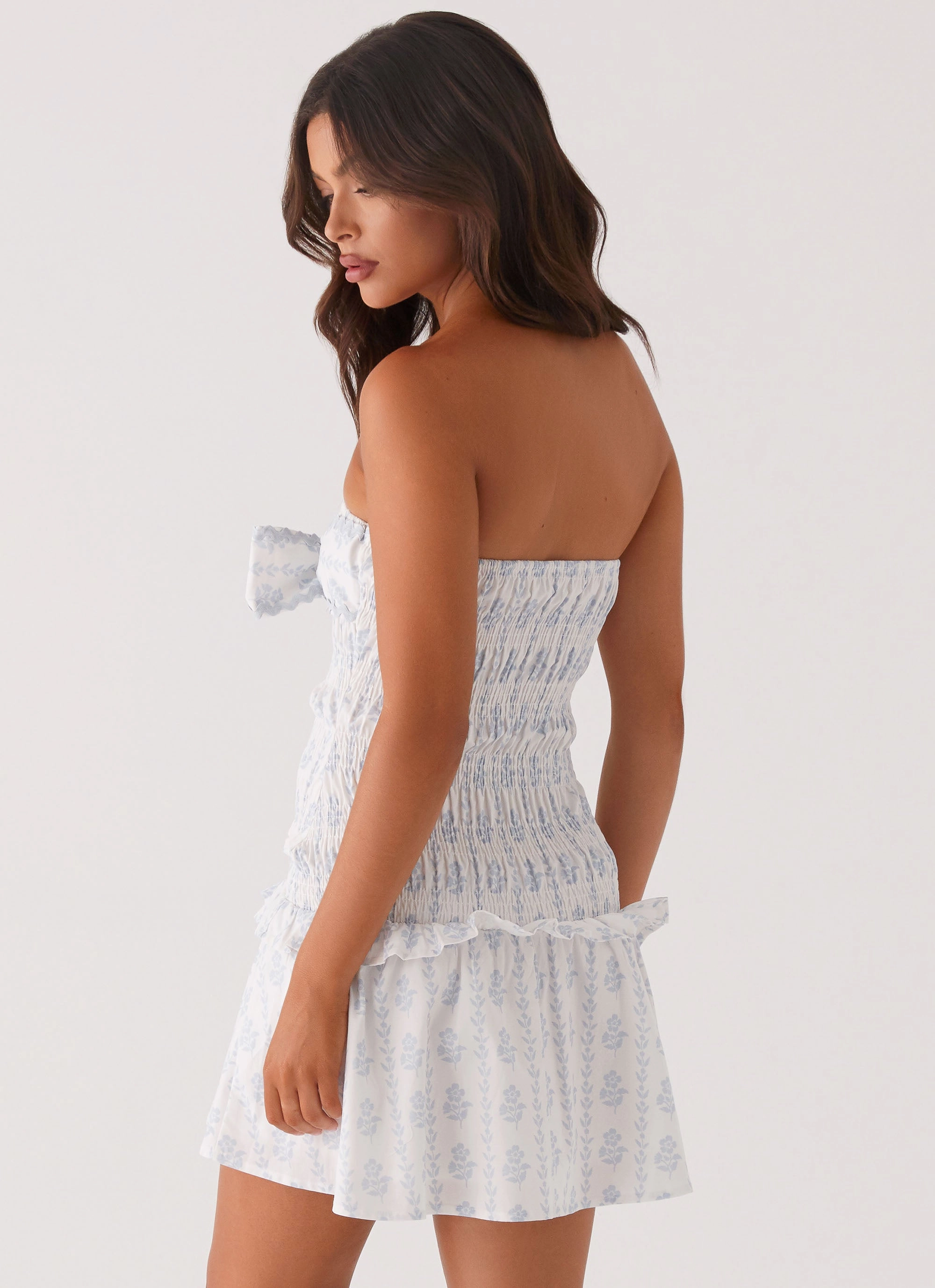 Izi Shirred Mini Dress - Sweet Daydream Print Subtle Elegance Soft And Comfortable