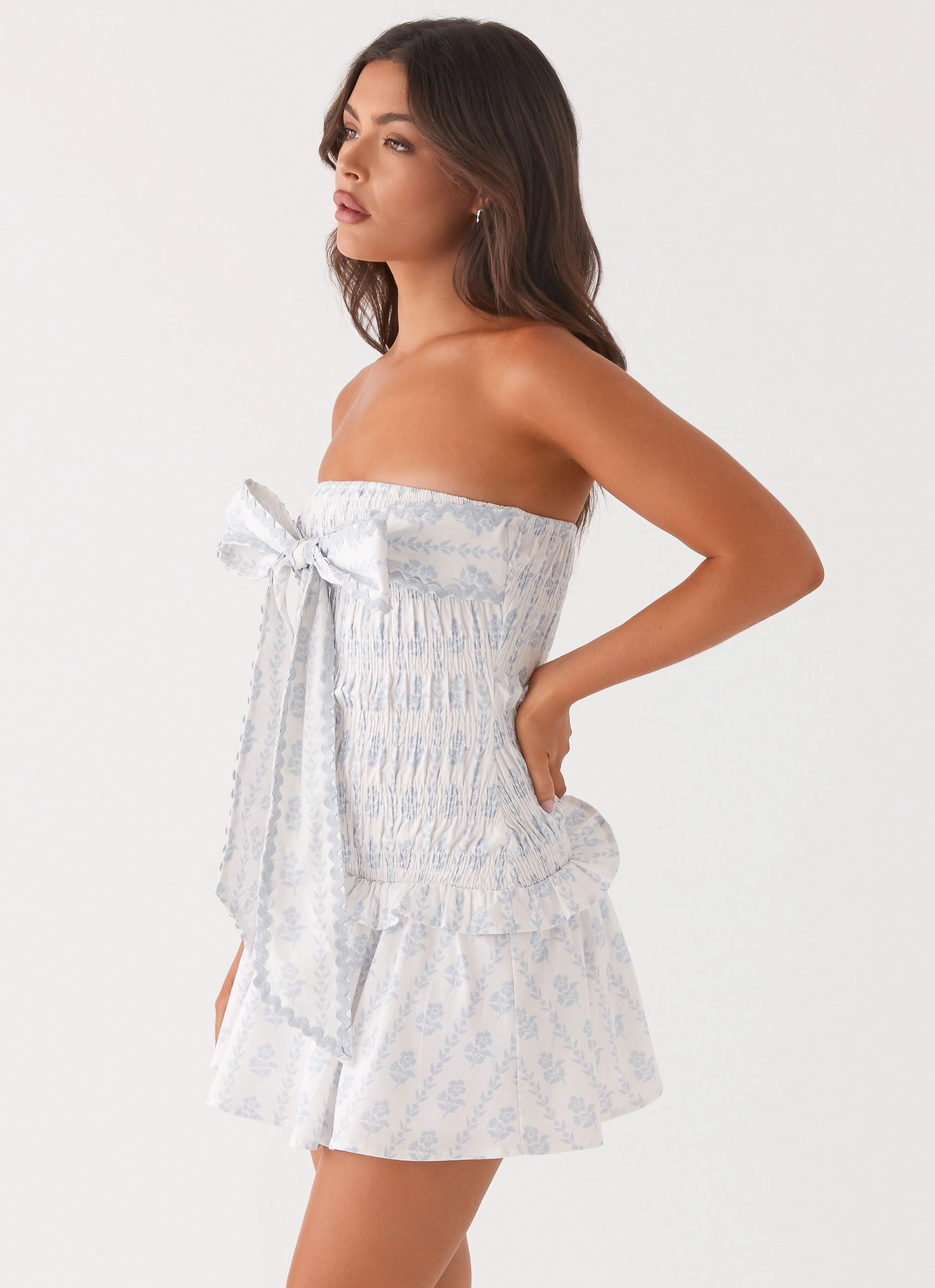 Izi Shirred Mini Dress - Sweet Daydream Print Work-to-Play Wear