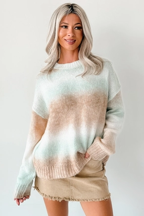 Smooth Interior Lining LightReflectiveTrim From My View Ombre Striped Sweater (Mint/Brown)