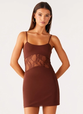 Jordanna Lace Mini Dress - Chocolate Elegant Touch