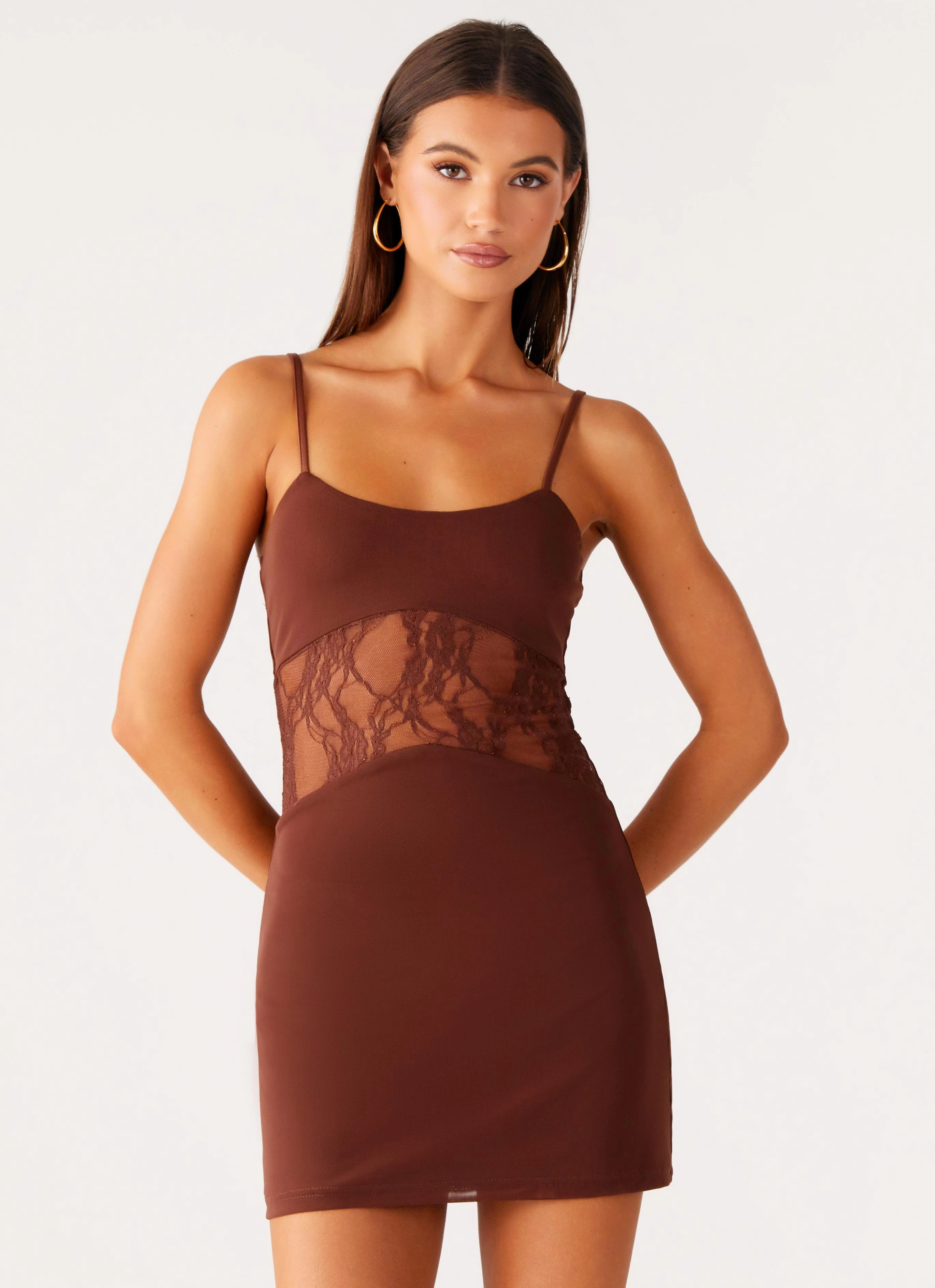 Jordanna Lace Mini Dress - Chocolate Elegant Touch