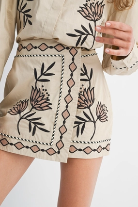 JENNY EMBROIDERED MINI SKIRT Flared hem