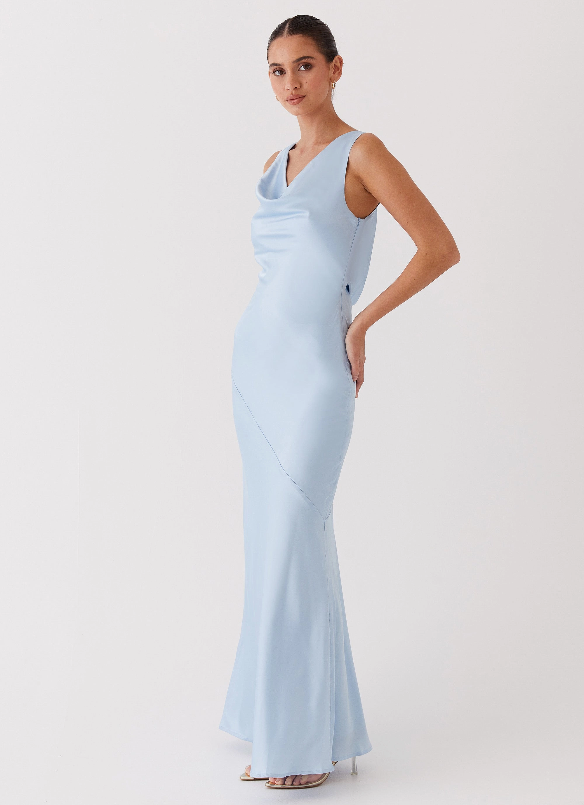 Fashion Mix Be Mine Satin Maxi Dress - Blue
