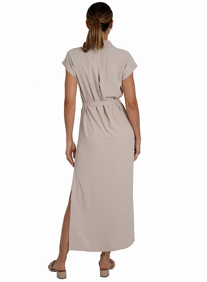 Maggie Dress Taupe Lunch Date