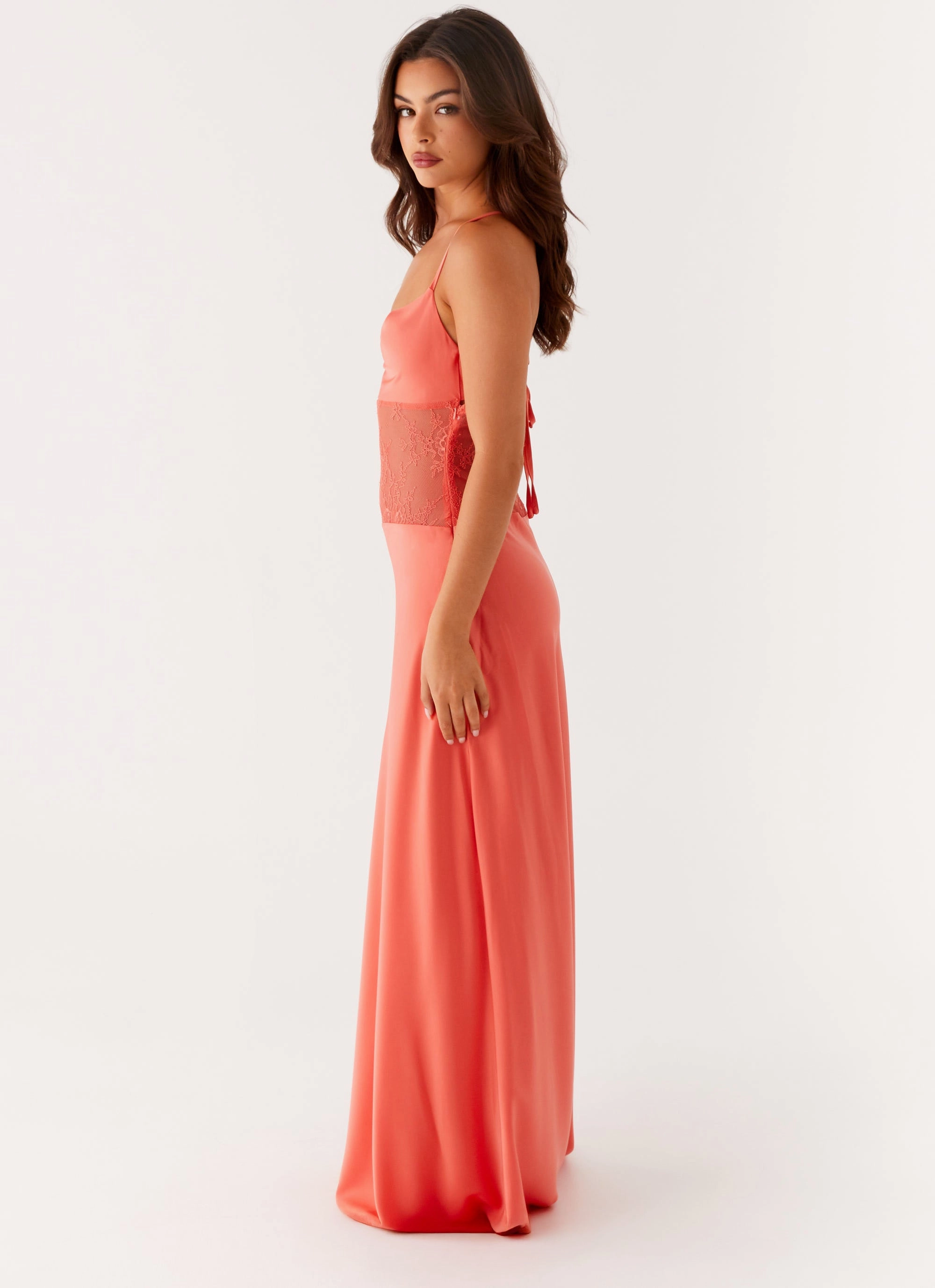 Floral design Shae Maxi Dress - Tangerine