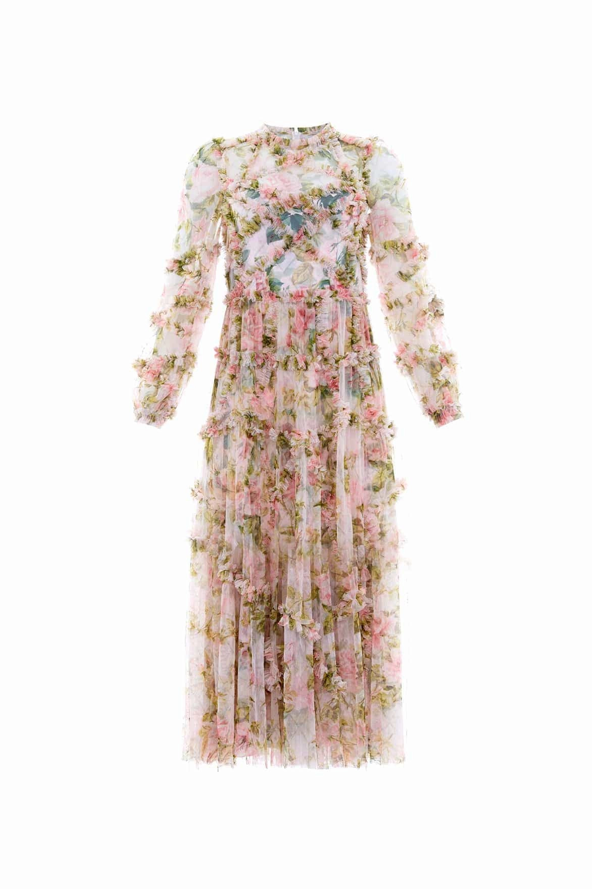 English Rose Diamond Ruffle Ballerina Dress Timeless Layering WaterRepellentCoating