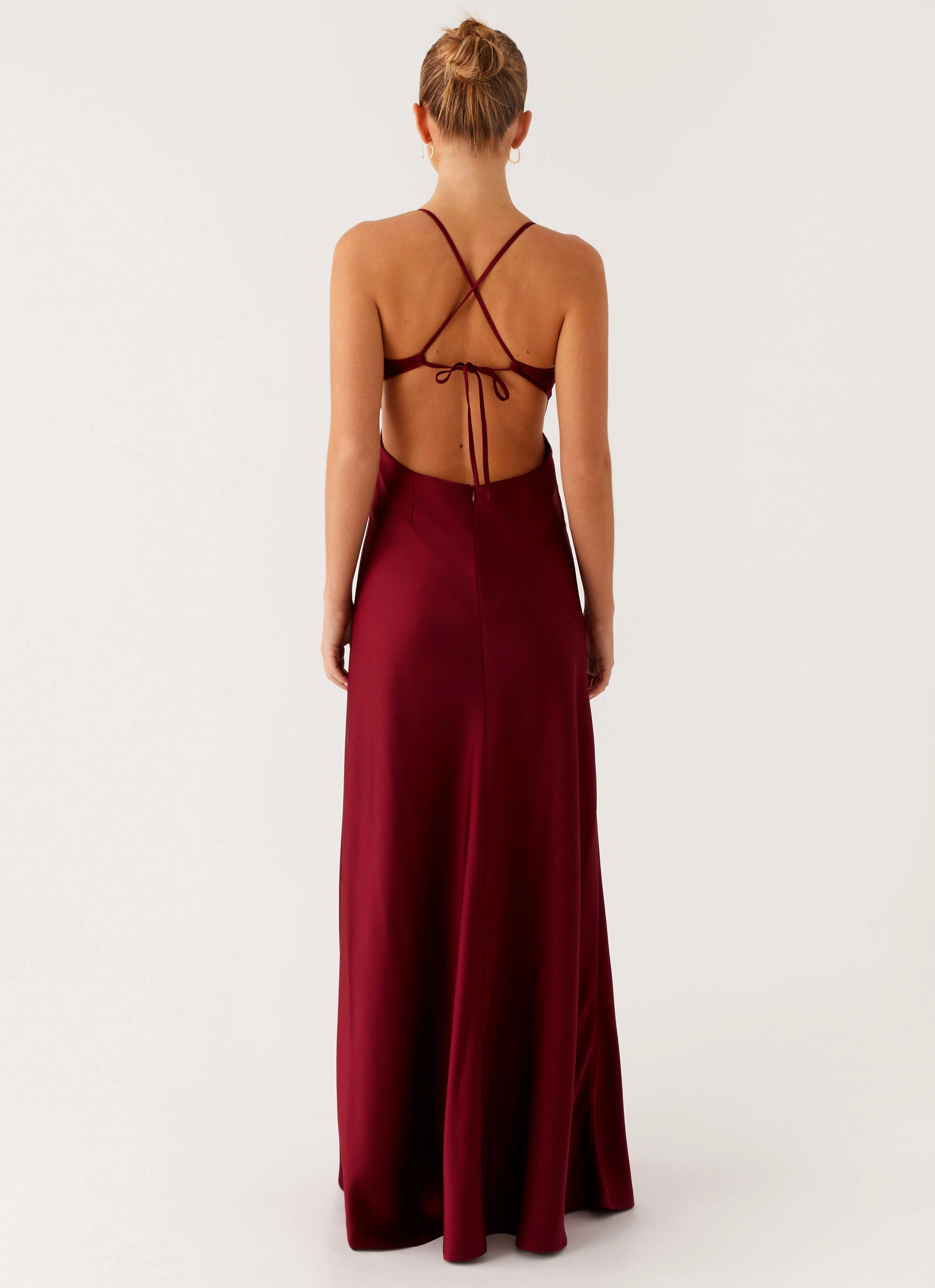 Joanie Maxi Dress - Maroon Cold-Shoulder