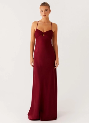 Classic Waistband Grace Glow Joanie Maxi Dress - Maroon