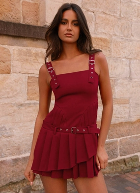 Smooth Layering Uma Mini Dress - Cherry Red