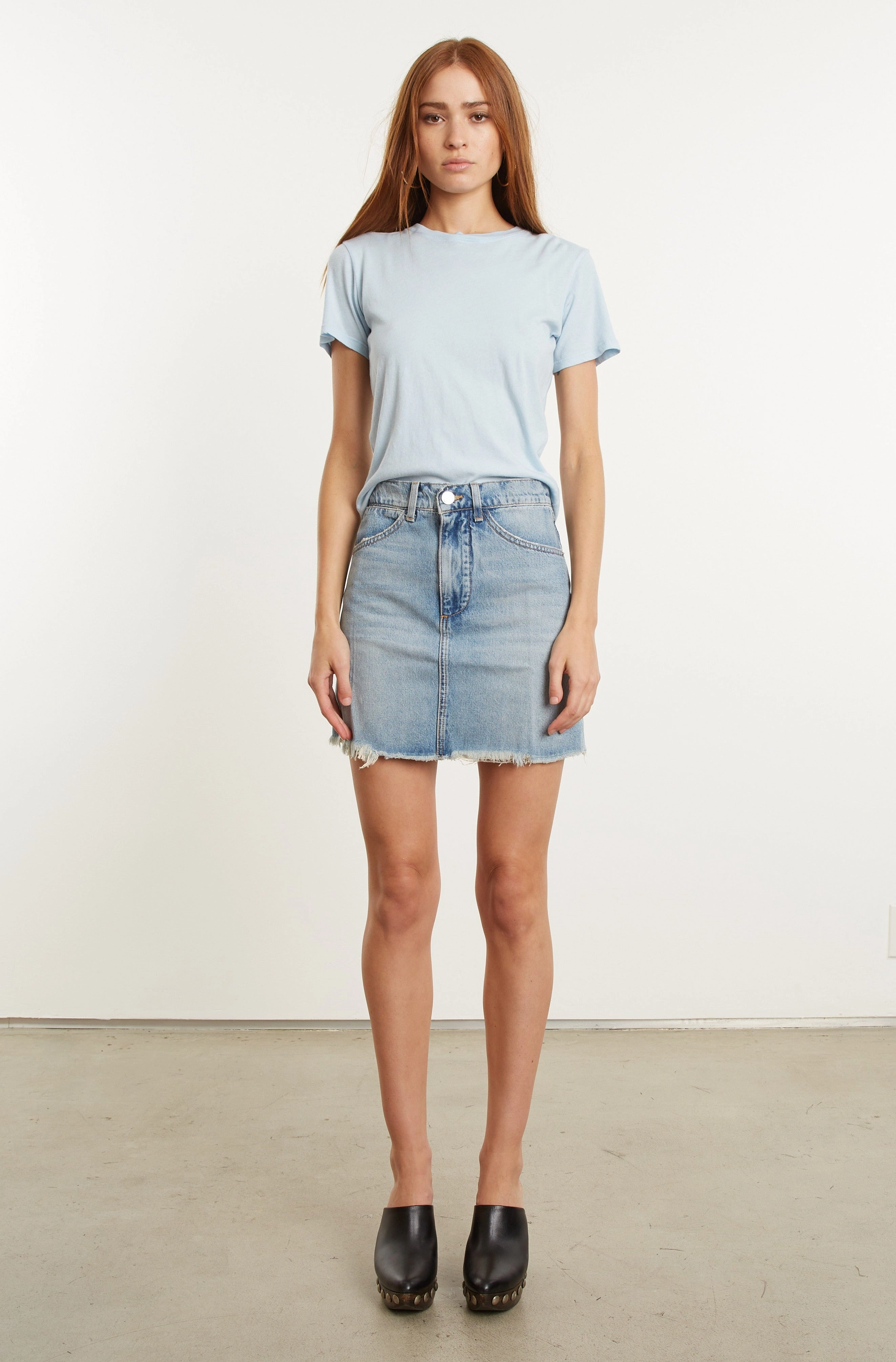Casual Blouse Midweight Texture Victoria Denim 5 Pocket Skirt