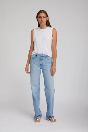Victoria Loose Straight Denim Flexible Ribbing