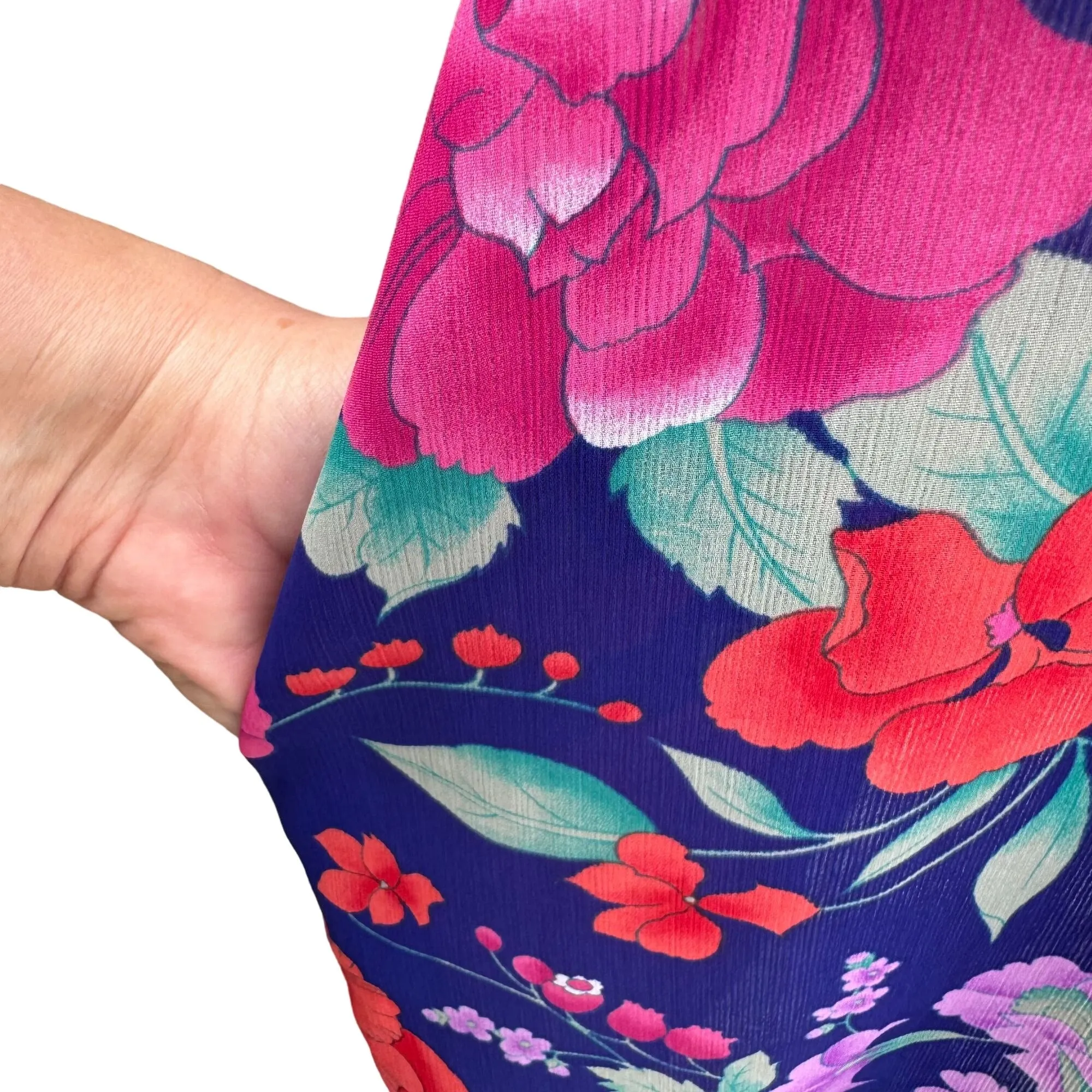 Victoria's Secret Vintage Women's Floral Satin Trim Midi Length Kimono Robe - OS