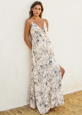 Lace-Edge VIENNA KNOT FRONT MAXI DRESS