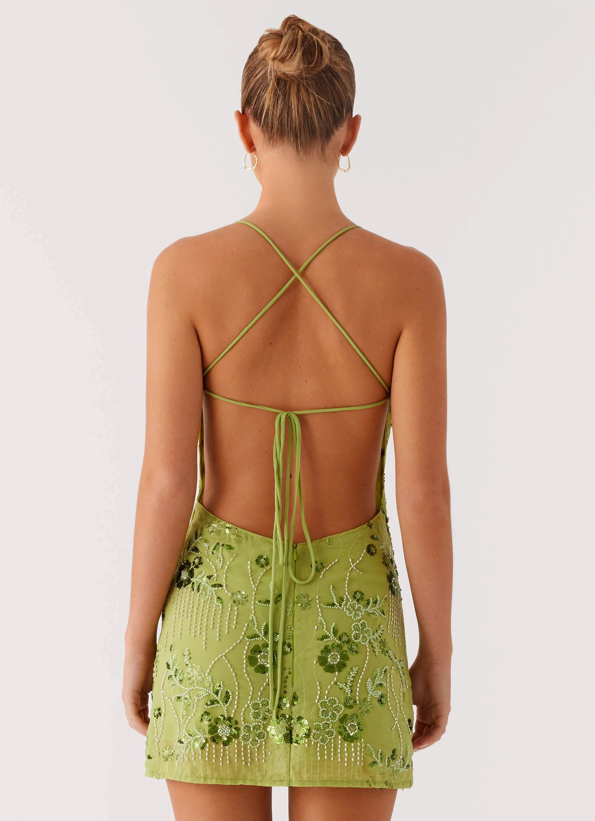 Smart and Polished Vietta Sequin Cami Mini Dress - Lime