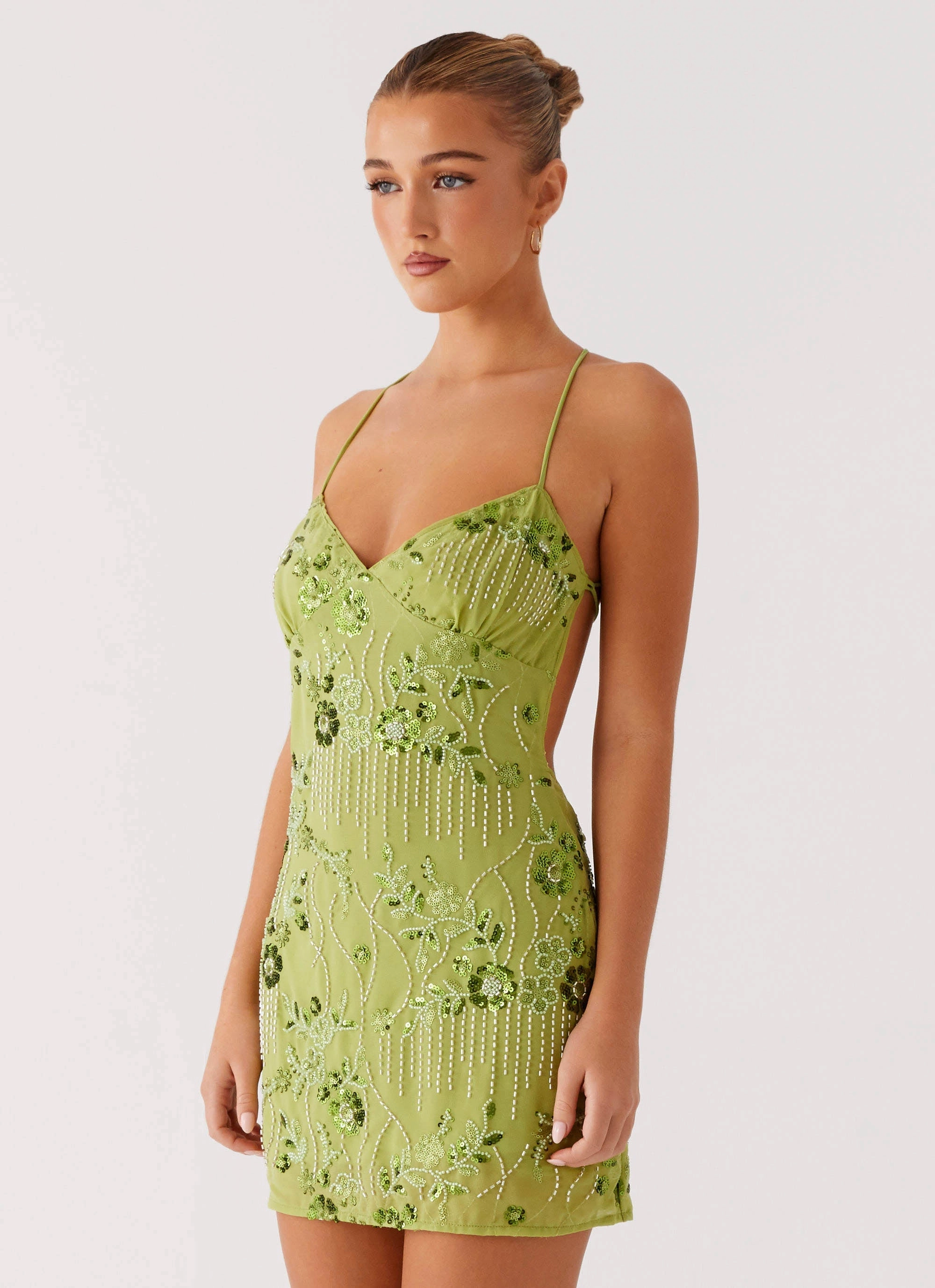 Vietta Sequin Cami Mini Dress - Lime Soft Comfort