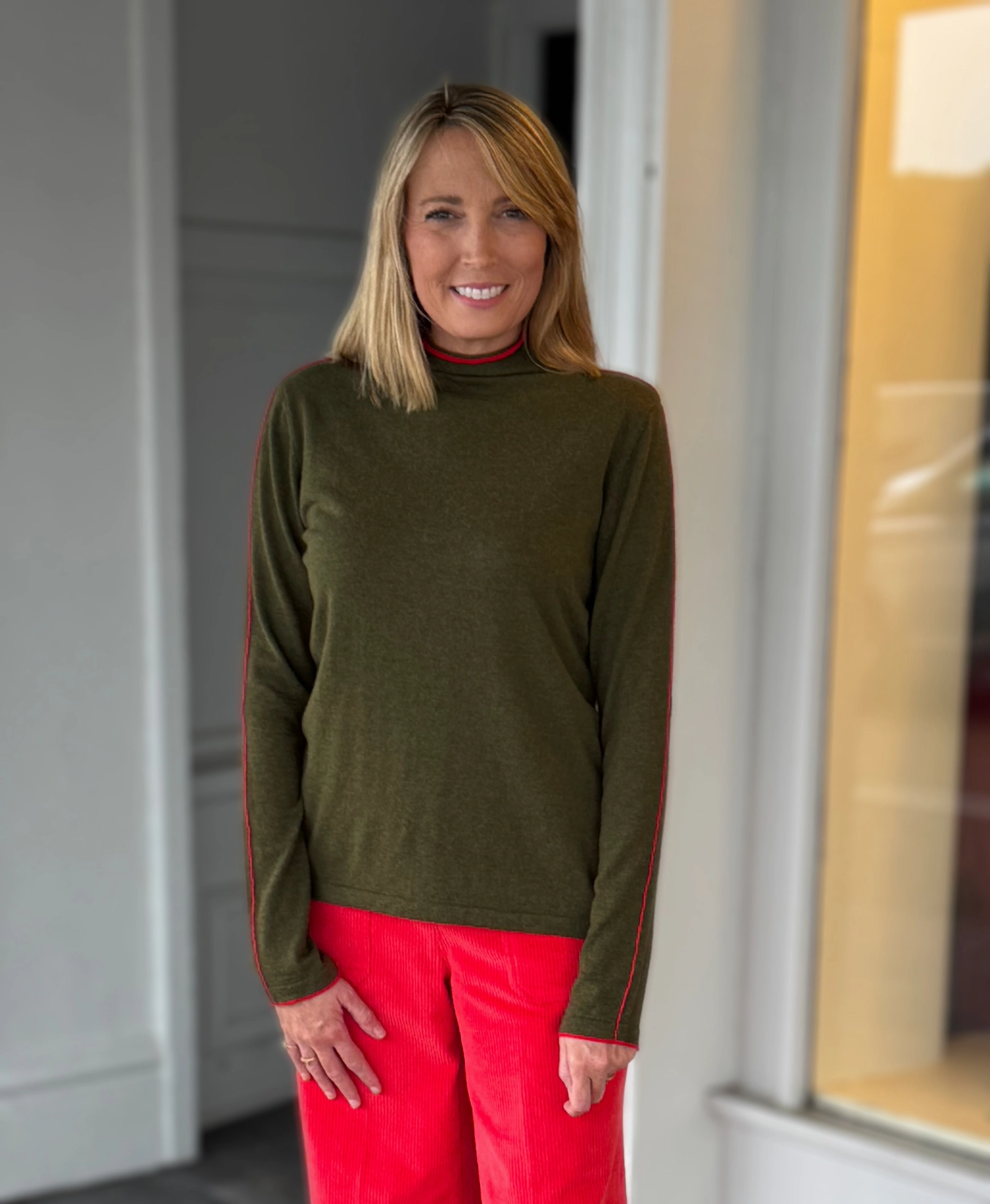 Loose Sweater RaglanSleeve Vilagallo Knit Green Sweater