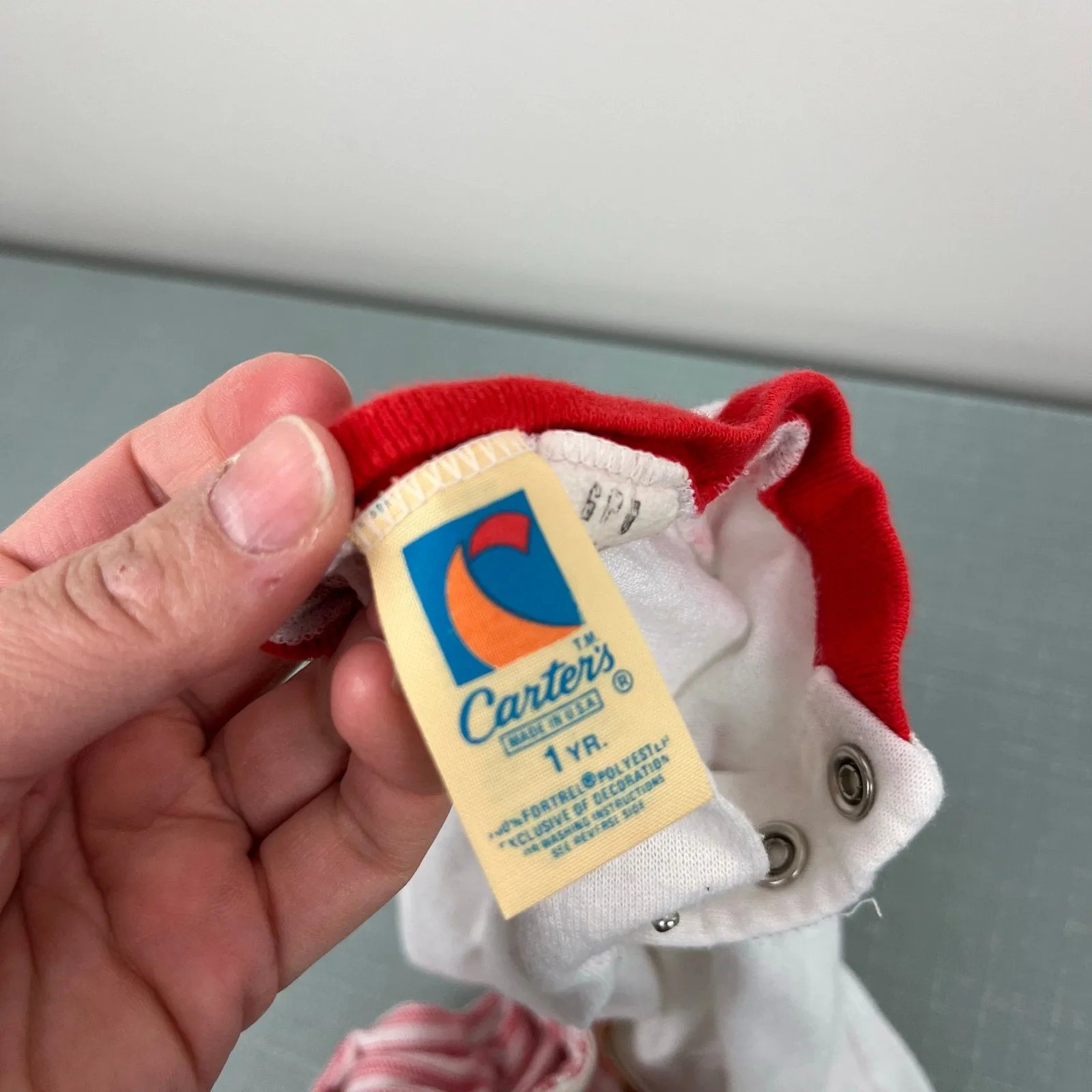 Vintage Carter's Red Striped Baseball Pajamas 12 Months USA