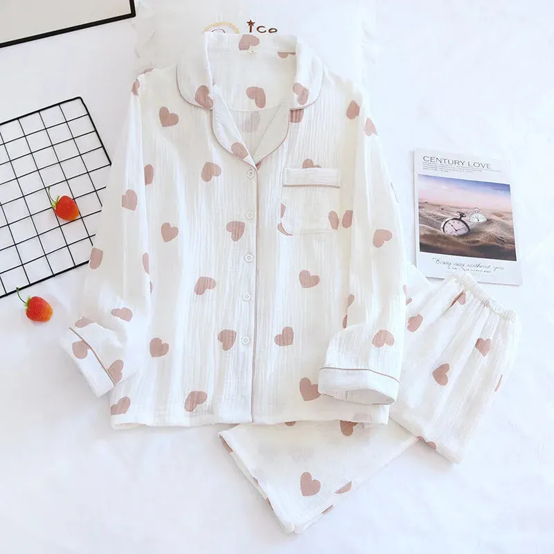 Vintage-Inspired Floral Cotton Pajamas Women’s Nightwear