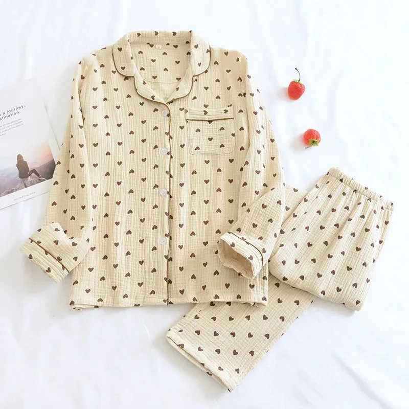 Vintage-Inspired Floral Cotton Pajamas Women’s Nightwear
