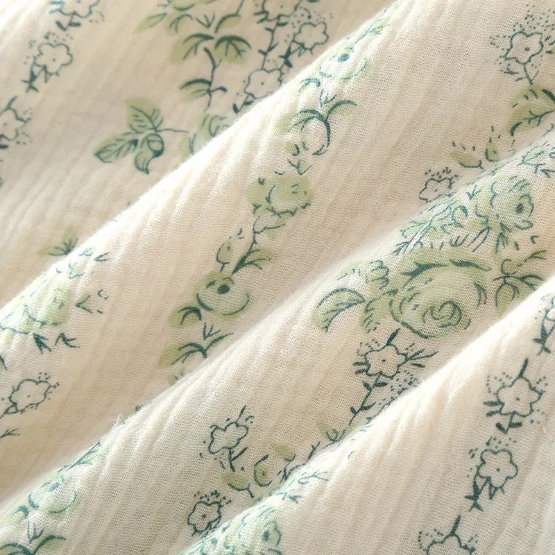 Vintage-Inspired Floral Cotton Pajamas Women’s Nightwear