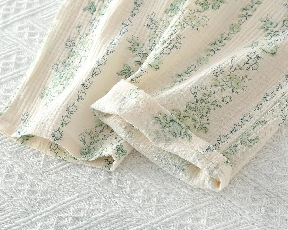 Vintage-Inspired Floral Cotton Pajamas Women’s Nightwear