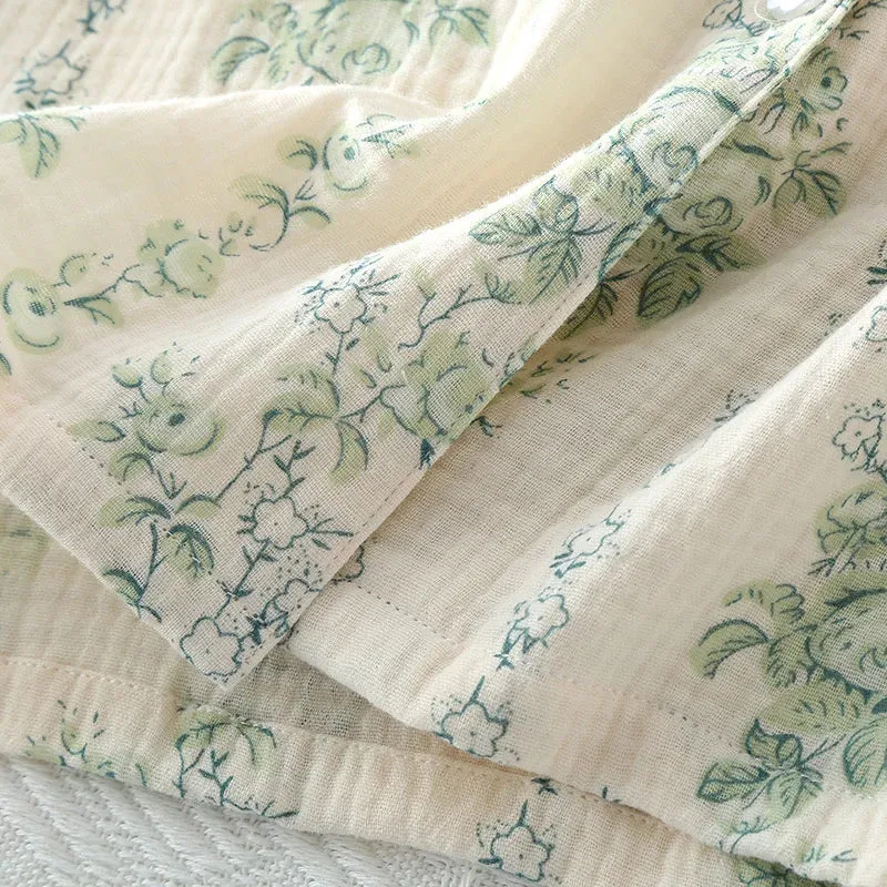 Vintage-Inspired Floral Cotton Pajamas Women’s Nightwear