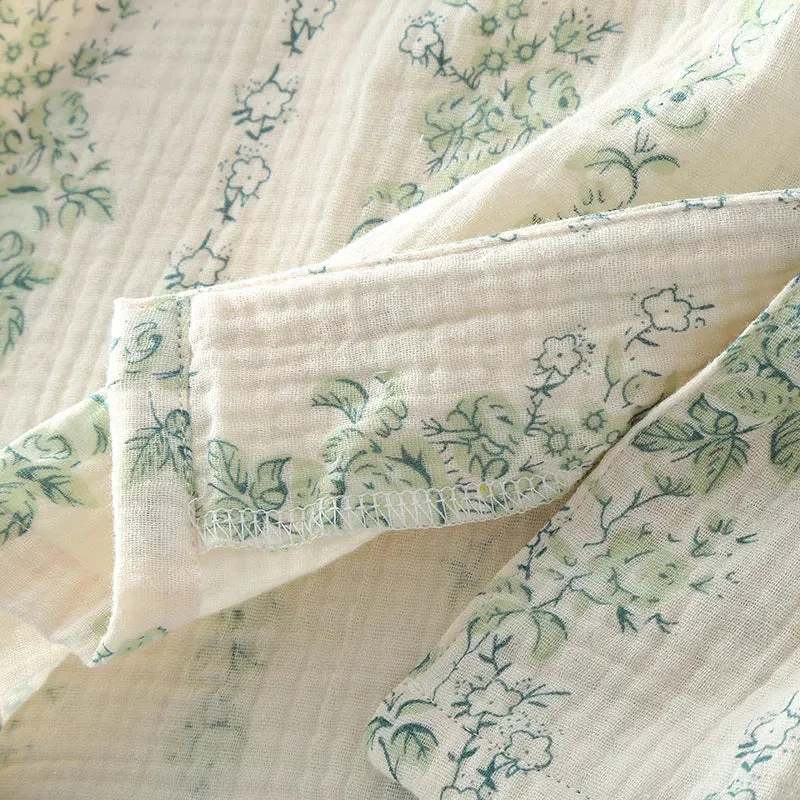 Vintage-Inspired Floral Cotton Pajamas Women’s Nightwear
