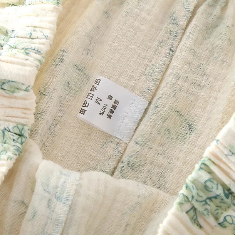 Vintage-Inspired Floral Cotton Pajamas Women’s Nightwear