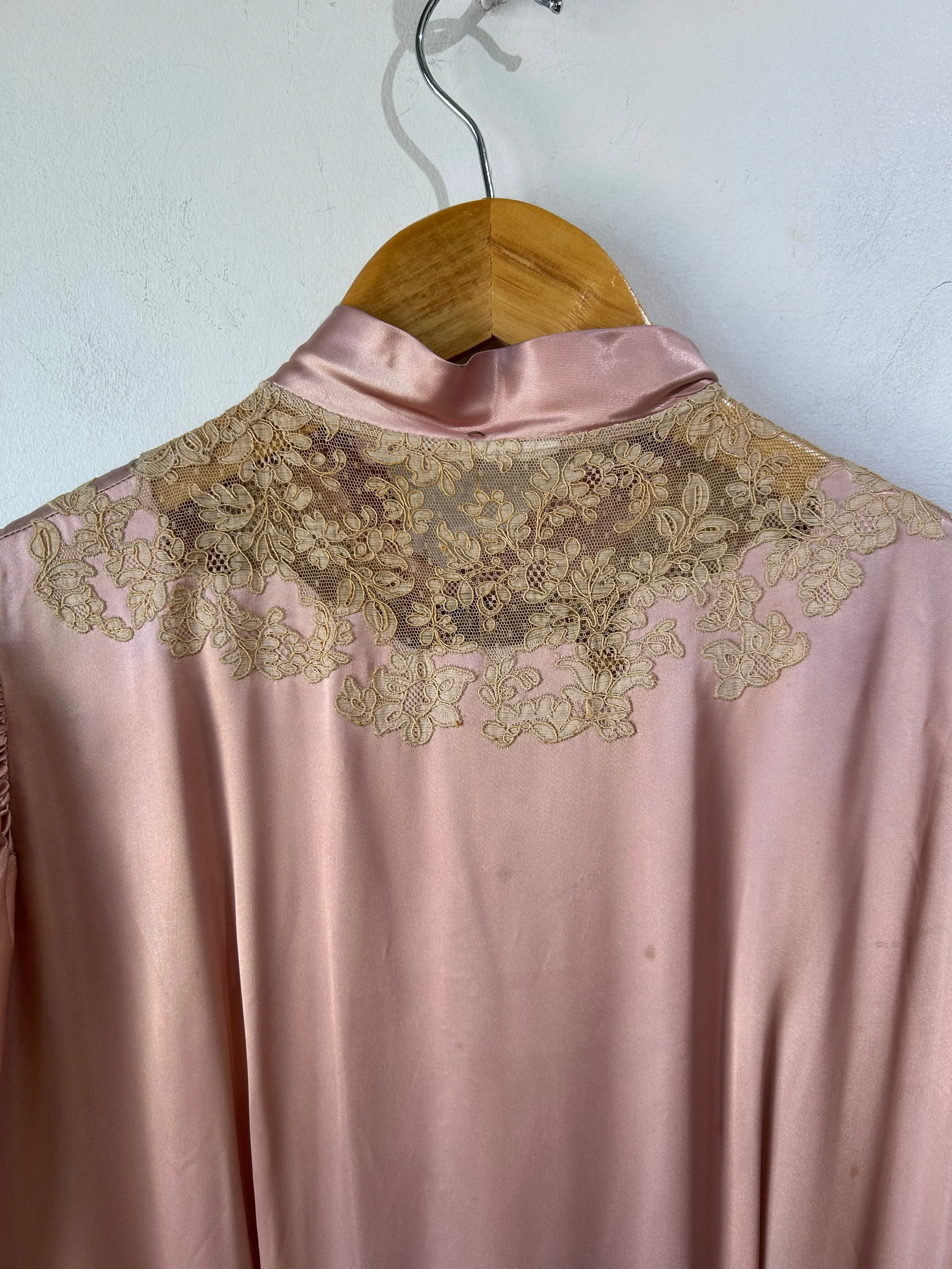 Vintage Pink Silk Victorian Bed Jacket Dress