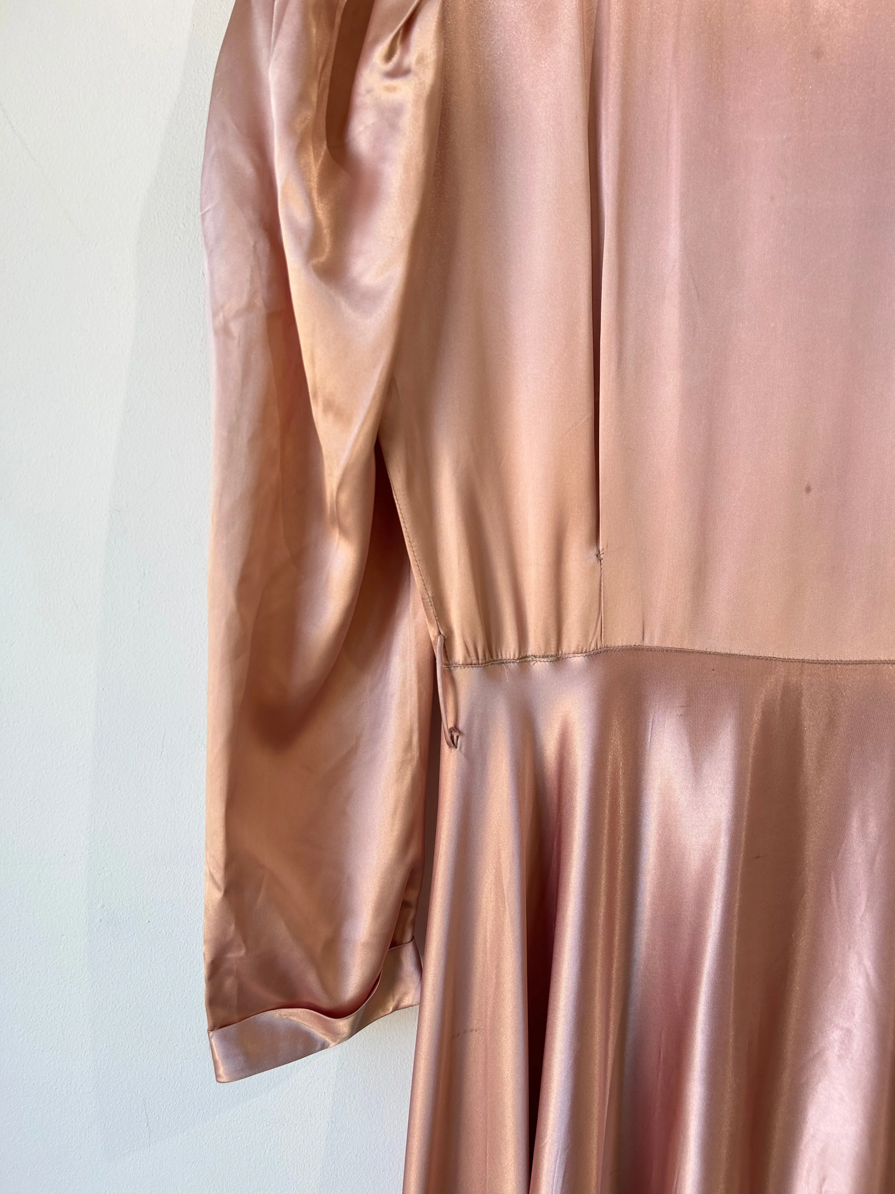Vintage Pink Silk Victorian Bed Jacket Dress