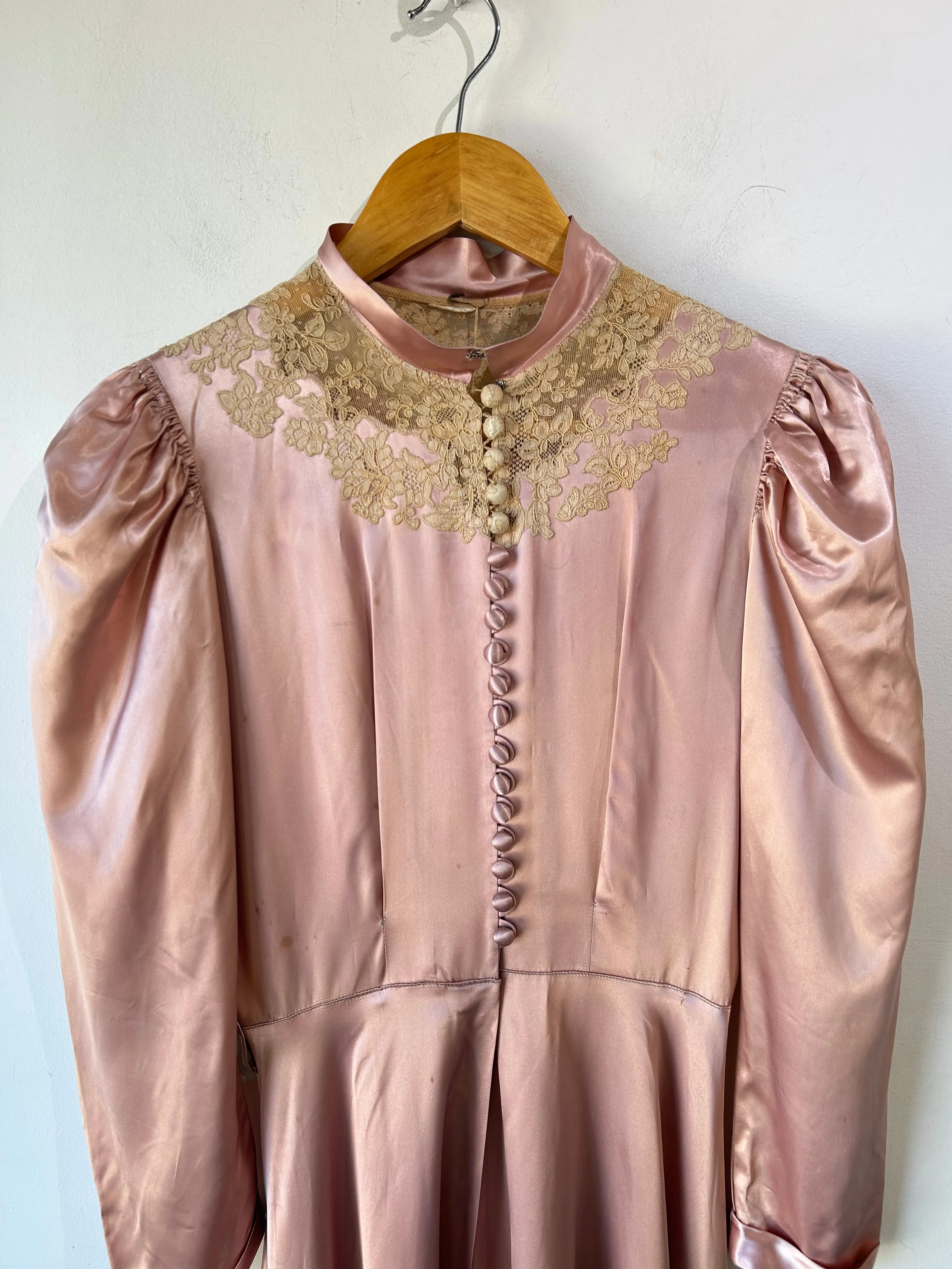 Vintage Pink Silk Victorian Bed Jacket Dress