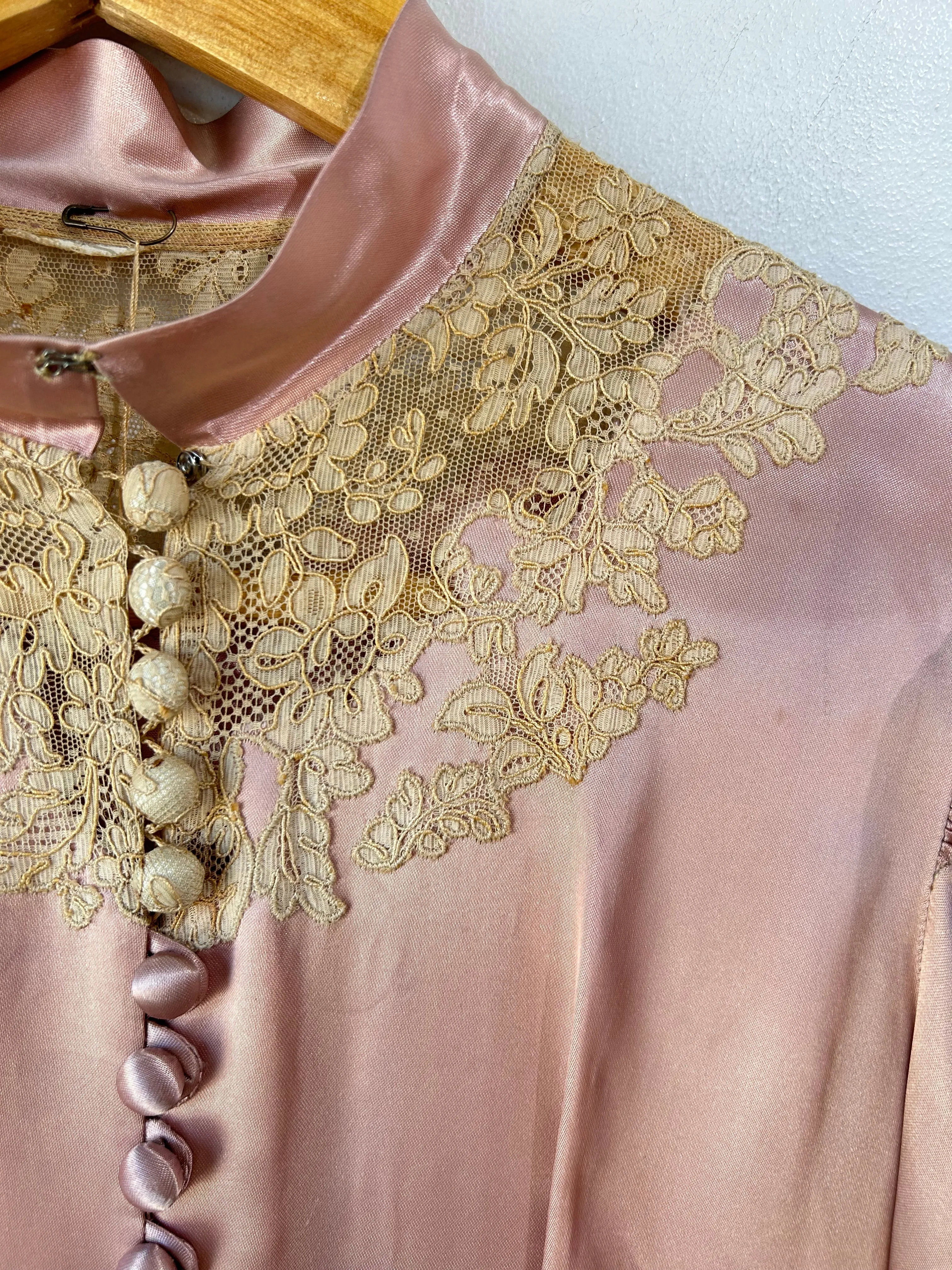 Vintage Pink Silk Victorian Bed Jacket Dress