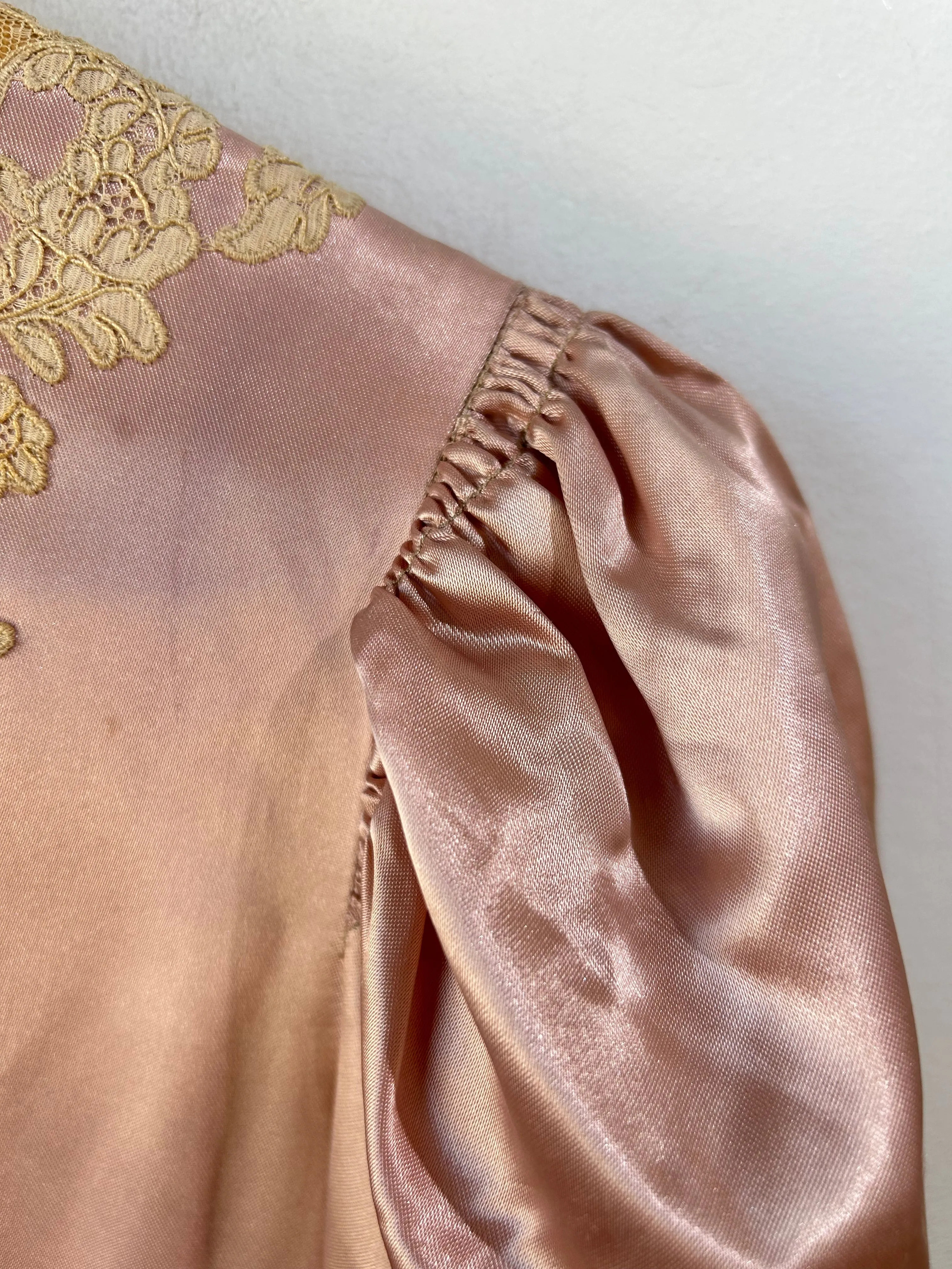 Vintage Pink Silk Victorian Bed Jacket Dress