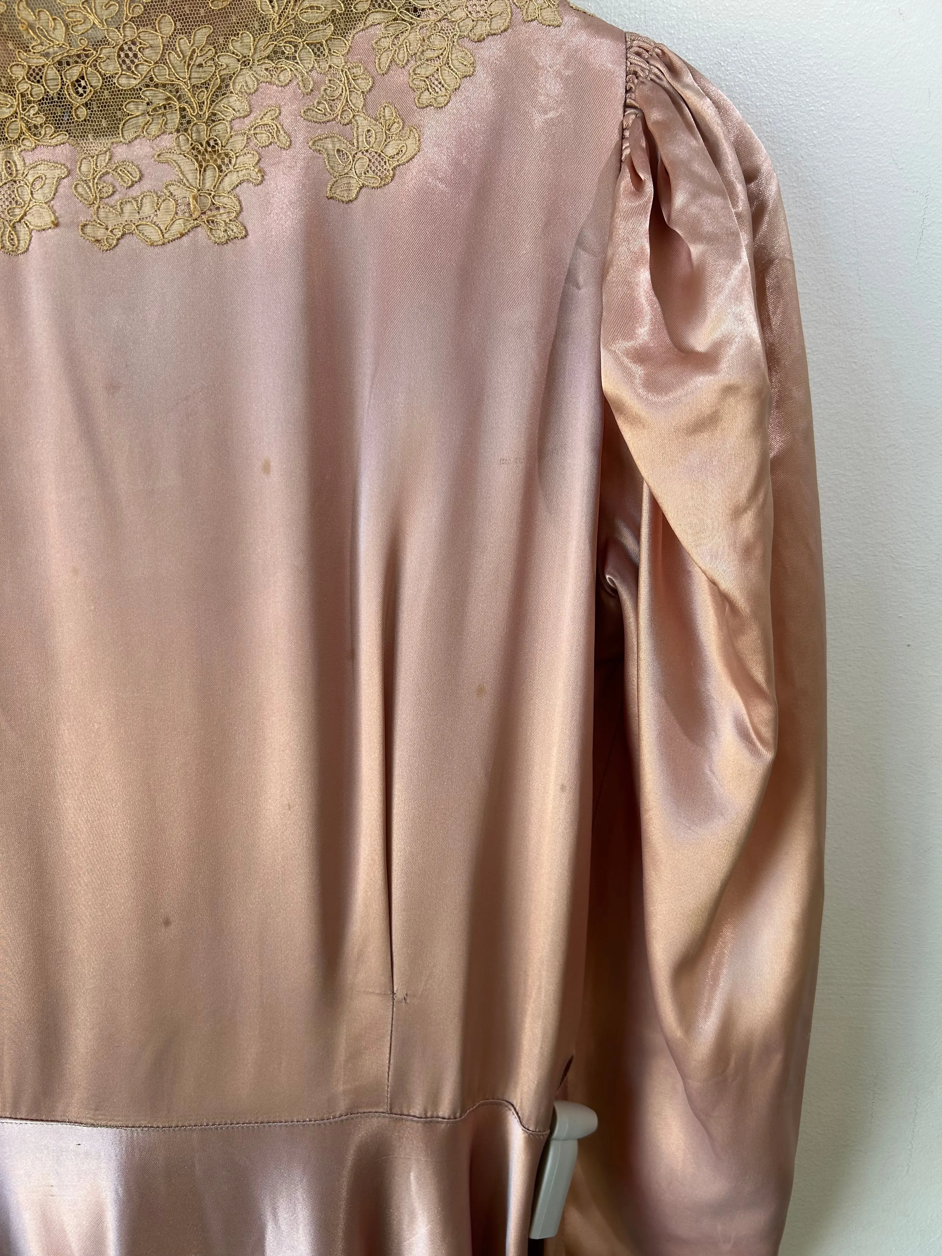 Vintage Pink Silk Victorian Bed Jacket Dress