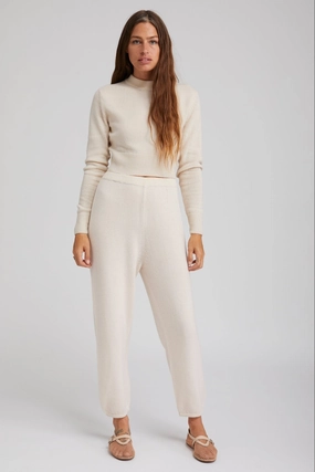 Midweight Four Way Stretch Vintage White Cashmere Sweatpants