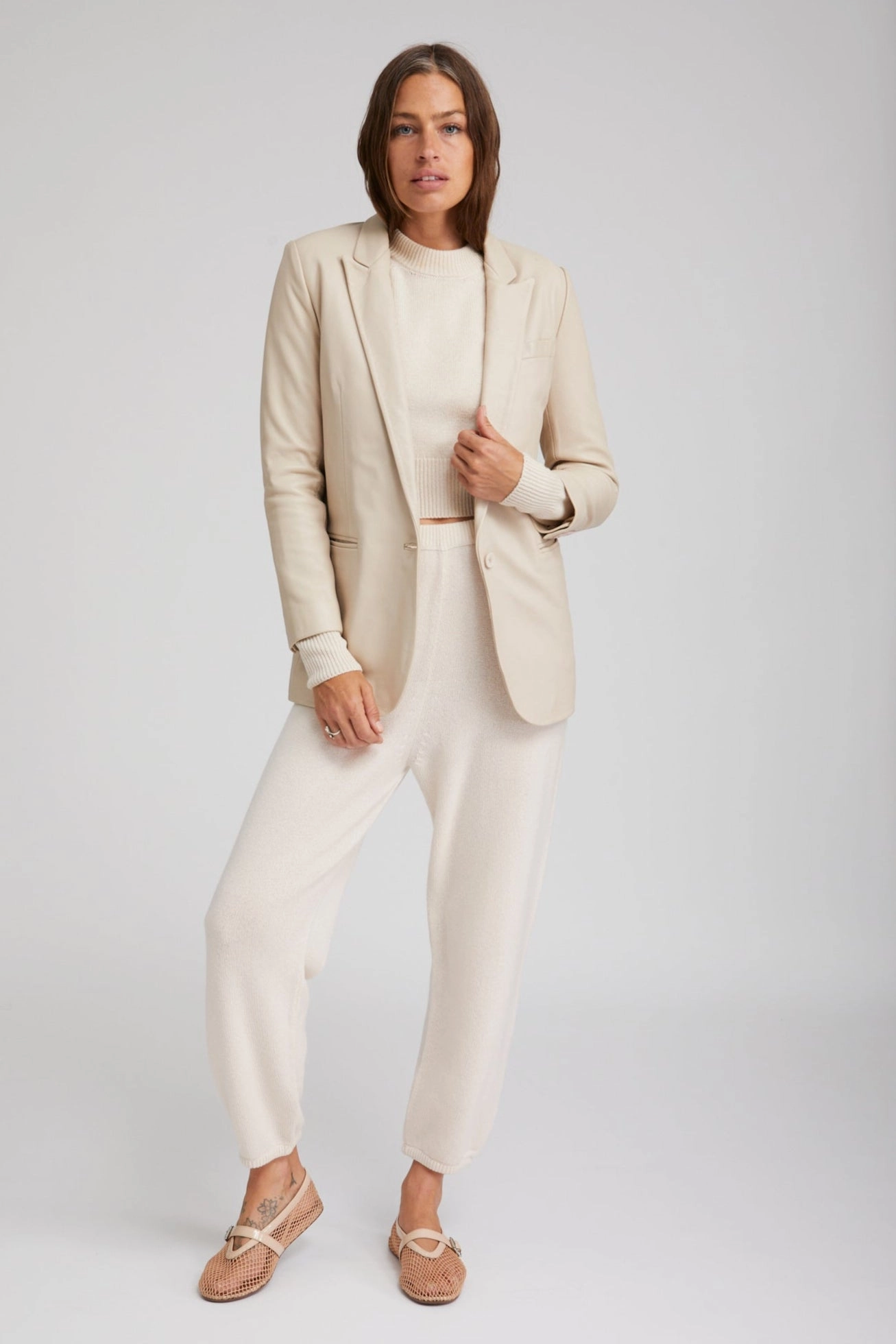 SnagResistant Fabric Soft Texture Vintage White Cashmere Sweatpants