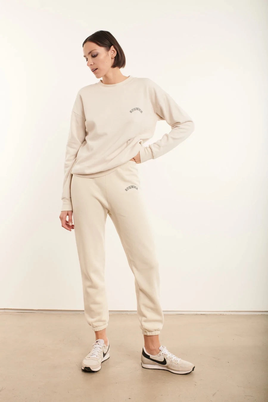 Vintage White College Logo Sweatpants CollapsibleFrame QuickRelease Closures