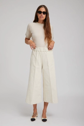Easy Fit Design Minimalist Design Vintage White Corduroy Culotte Pants