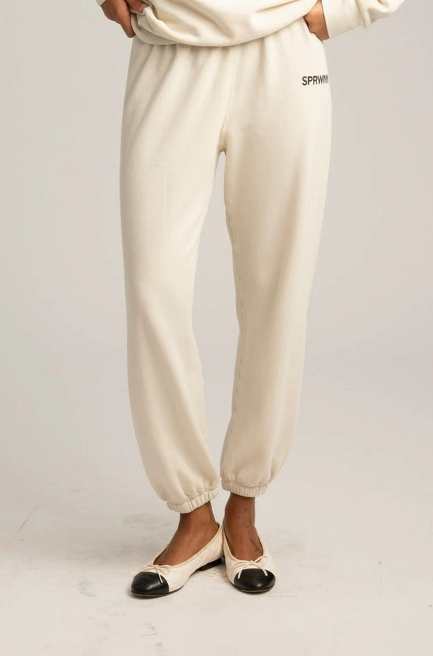 Vintage White Logo Sweatpants Anti Pilling Technology